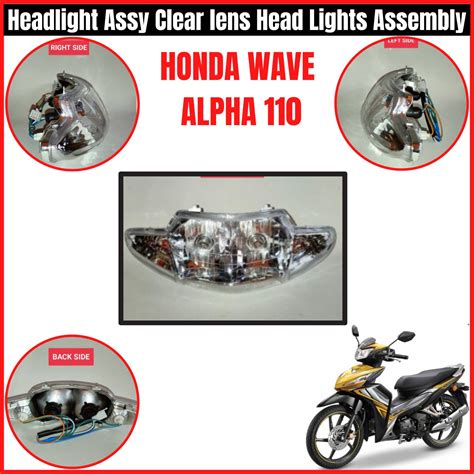 Honda Wave Alpha 110 Headlight Assy Clear Lens Head Lights Assembly