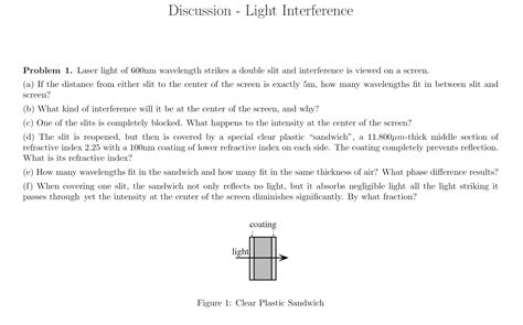 Solved Discussion Light Interference Problem Laser Chegg