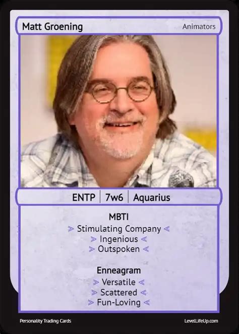 Matt Groening Enneagram MBTI Personality Type Level Life Up