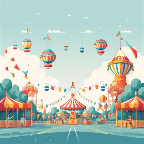 Premium AI Image | a colorful illustration of a circus tent with a sky ...