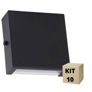 Kit Arandelas Slim Fachos Preta Lumin Ria Externa Aluminio Al