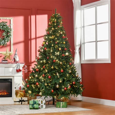 Homcom 7ft Tall Pre Lit Full Douglas Fir Artificial Christmas Tree With