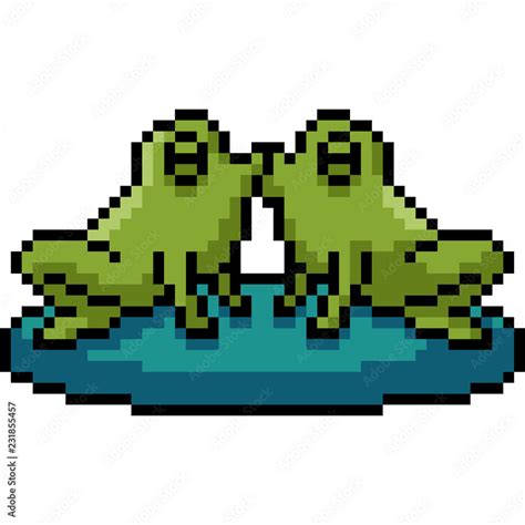 Vector Pixel Art Frog Kiss Stock Vector Adobe Stock