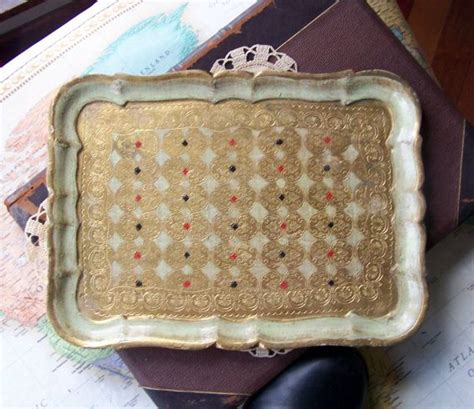 Vintage Italian Wood Florentine Tole Tray