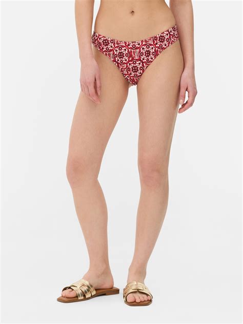 Women S Dark Red Patterned Bikini Bottoms Primark