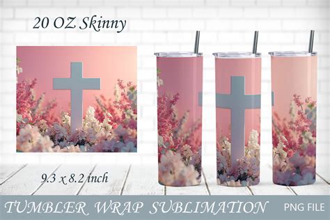 Christian Tumbler Wrap Flower Cross Graphic By Anastasiyaartdesign