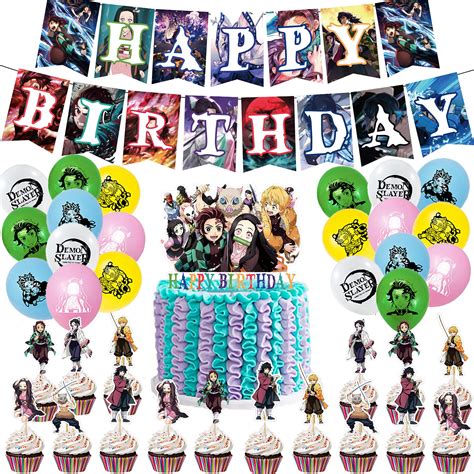 Buy Demon Slayer Birthday Party Decorations 46 Pcs Kimetsu No Yaiba