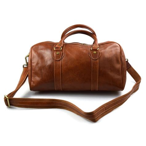 Leather Duffle Bag Genuine Leather Travel Bag Overnigh Plain Brown