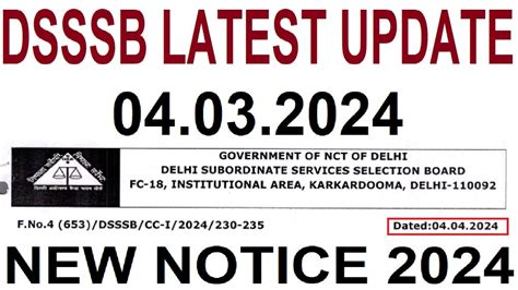 Dsssb Latest Update April Dsssb New Notice Youtube