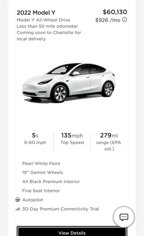 Model Y Awd 279 Mile Range Available As Inventory Car At Some Locations