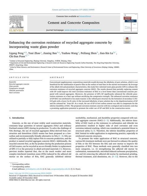 Enhancing The Corrosion Resistance Of Recycled Aggregate Concrete By