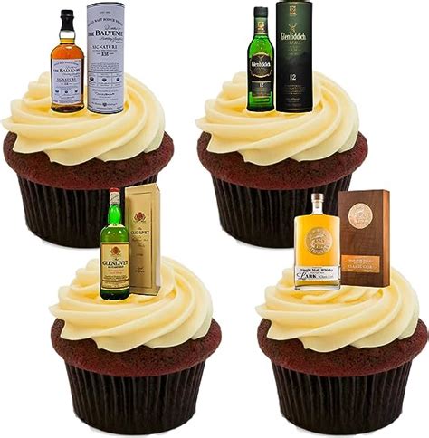 Whisky Lovers Single Malt Mix Edible Cupcake Toppers Stand Up Wafer