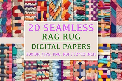 20 Seamless Rag Rug Patterns Graphic By Nordicdesign · Creative Fabrica