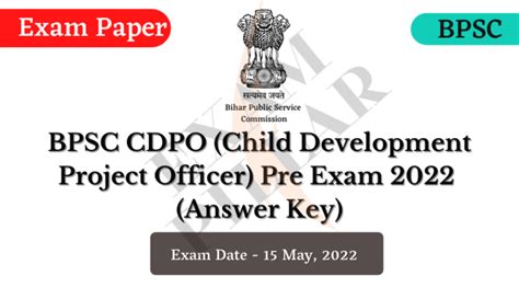 BPSC CDPO Pre Exam Paper 15 May 2022 Answer Key In English Language