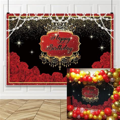 Amazon Lofaris Red Rose Flower Happy Birthday Backdrop Rose