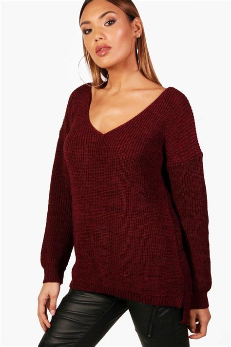 Boohoo Womens Sasha Oversized V Neck Jumper