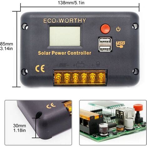 ECO WORTHY 30A 12V 24V Solar Laderegler Intelligenter Regler Mit Dual