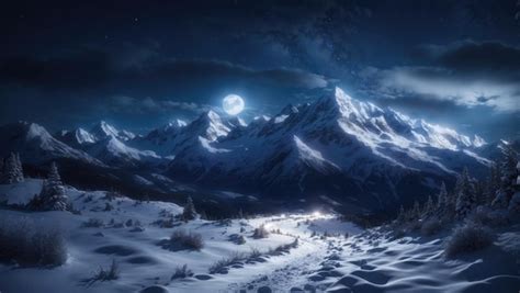 Premium AI Image | Snowy Mountain Night