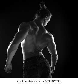 Blackandwhite Portrait Naked Torso Back Male Stock Photo Edit Now
