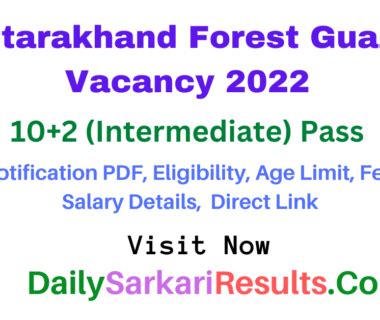 Uttarakhand Forest Guard Form 2022 Archives