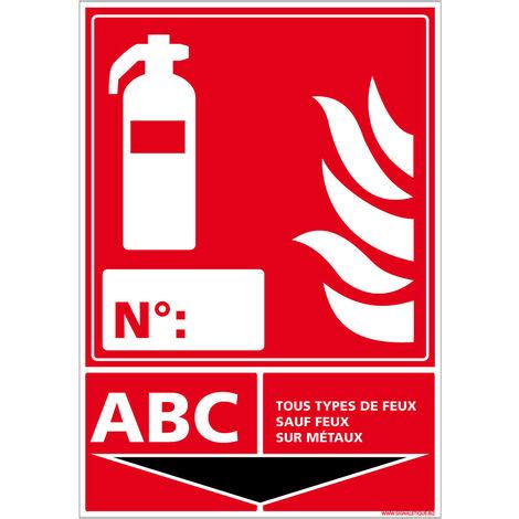 Panneau Extincteur Classe ABC Incendie A0234 Adhésif 75 x 105 mm