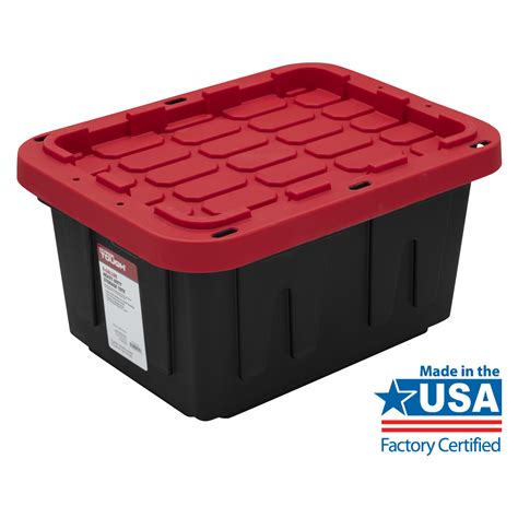 Hyper Tough 5 Gallon Snap Lid Plastic Storage Bin Black Red Set Of 4