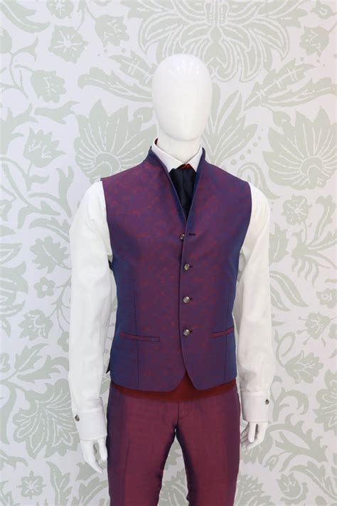 Panciotto gilet gilè abito da uomo glamour bordeaux blu made in Italy 100