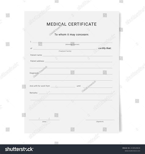 Medical Certificate Form Sick Leave Pad Stock Illustration 2130520634