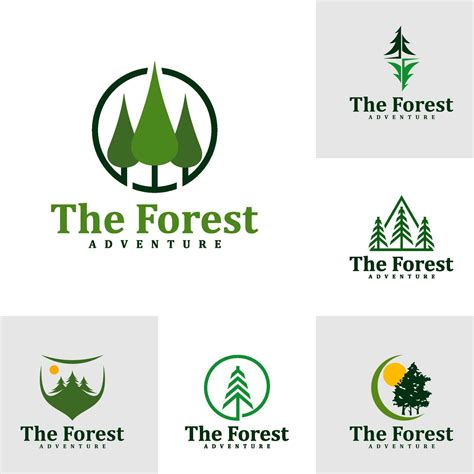 Set of Forest logo design Template. Creative Pine logo vector ...