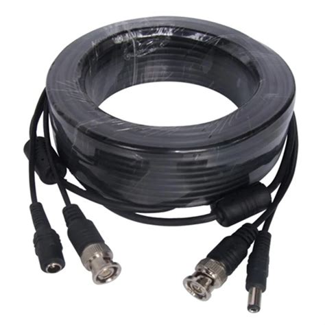 20m Video And Power 2 In 1 Black Color Cctv Cord Extension Cable Bnc Dc