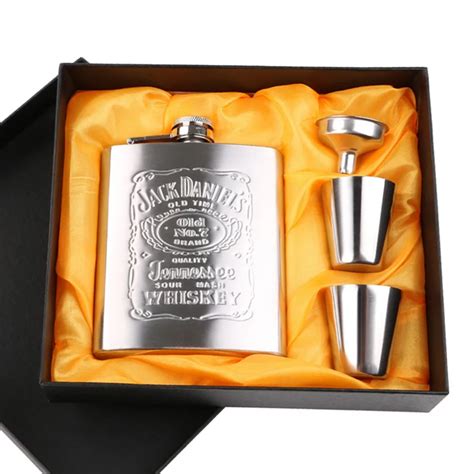 7oz Stainless Steel Hip Flask Set Best Man T Box Packing Luxury Free