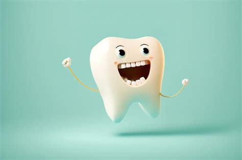 Premium Photo Cheerful Tooth On A Light Background With Copy Space