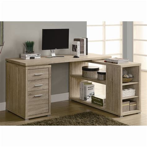 Monarch Specialties Contemporary Natural Reclaimed L Shaped Desk At