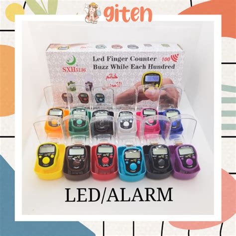 COD GITEN Tasbih Digital LED Alarm Finger Counter Alat Hitung Digital