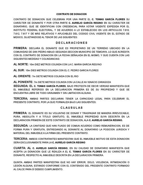 Contrato De Donacion By Ser Alber Issuu