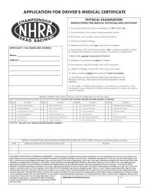 Nhra Physical Form Fill Online Printable Fillable Blank Pdffiller