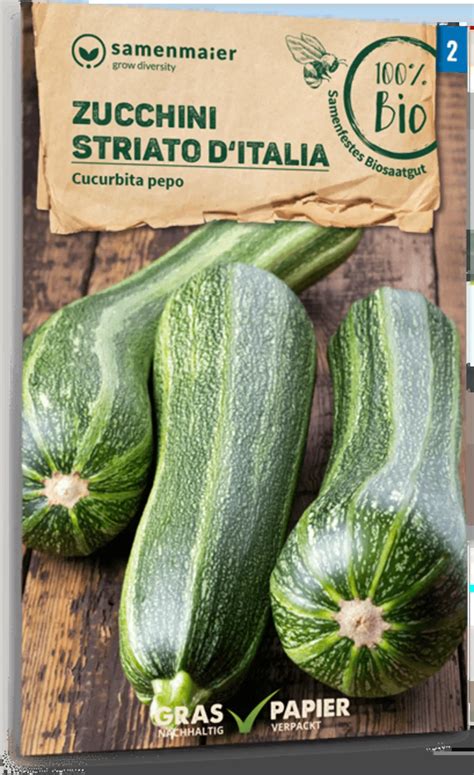 Samen Maier Bio Zucchini Striato D Italia Packung Bloomling