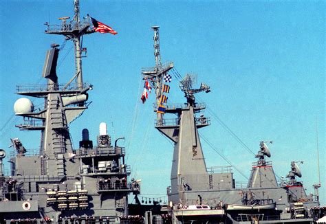 A Close Up View Of The Masts Atop The Superstructure Of The Nuclear