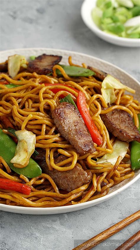 Beef Lo Mein Khins Kitchen Chinese Noodles Recipe