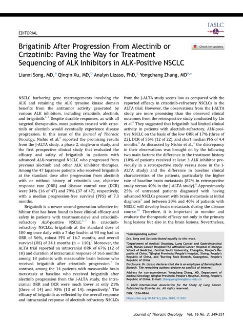 PDF Brigatinib After Progression From Alectinib Or Crizotinib Paving