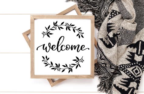 Welcome Wreath SVG PNG DXF Welcome Sign Svg Welcome Mat Etsy