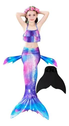 Sirena Cola Y Bikini Niñas Traje Baño Con Monoaleta Pieza Cuotas sin interés