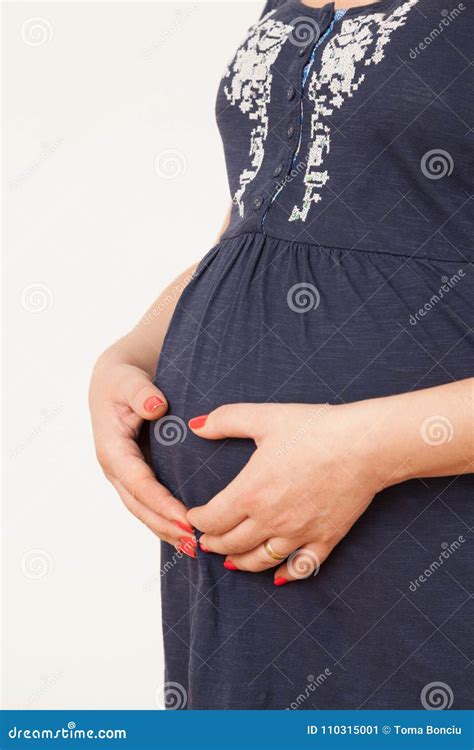 Pregnant Woman Holding Her Belly Stock Image Image Of Isolated Light 110315001