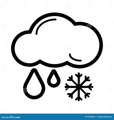 Nieve Con El Icono Del Vector De La Lluvia Ejemplo Blanco Y Negro Del