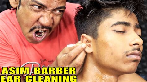 Earwax And Cleaning By Asim Barber Head Massage And Ear Fingering With