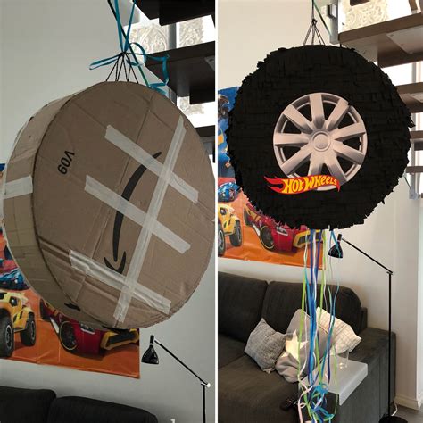 Hot Wheels Tire Pinata DIY Autonrengas pinjata Fiesta de hot wheels Cumpleaños de hot