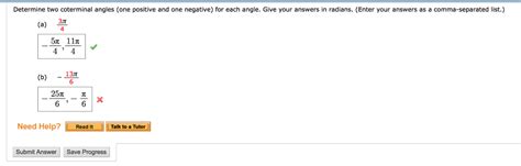 Solved Determine Two Coterminal Angles One Positive And One