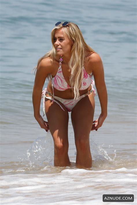 Chloe Meadows Sexy In A Pink White Bikini On The Beach In Portugal Aznude