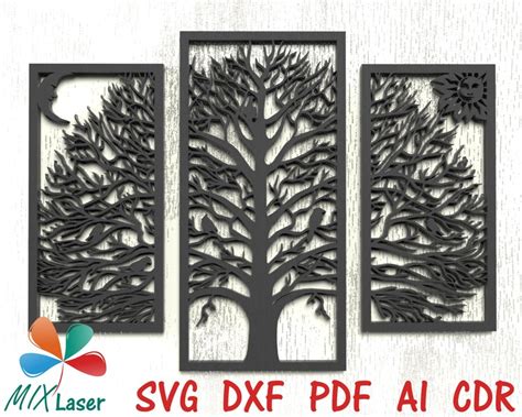 Tree Wall Art Laser Cutting Svg Dxf Cnc Pattern Files Etsy