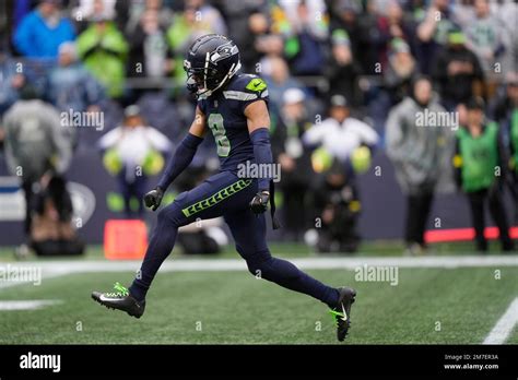 Seattle Seahawks Cornerback Coby Bryant Celebrates After Sacking Los